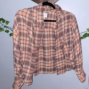 american eagle cropped flannel